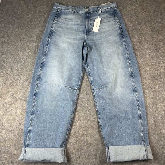 Adriano Goldschmied Jeans Womens 32 Mercer Cuffed High Rise Barrel Wide Leg - Picture 1 of 13